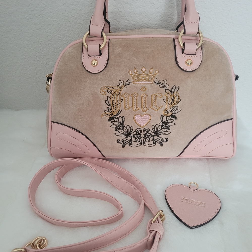 Juicy Couture Pink and Tan Bowler Bag